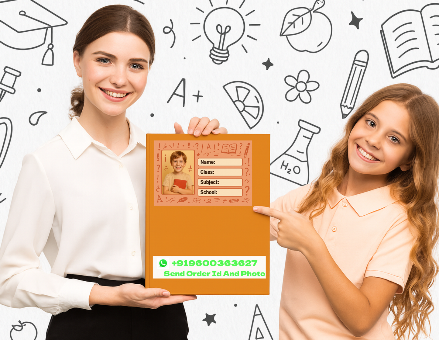 Smeeps Personalized School Book Label – Custom Photo Name Sticker for Kids | 3.5 x 2 Inch Notebook Labels | Pack of 10