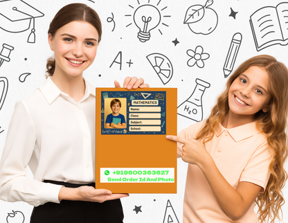 Smeeps Personalized Mathematics School Book Label – Custom Photo Name Sticker for Kids | 3.5 x 2 Inch Notebook Labels | Pack of 10