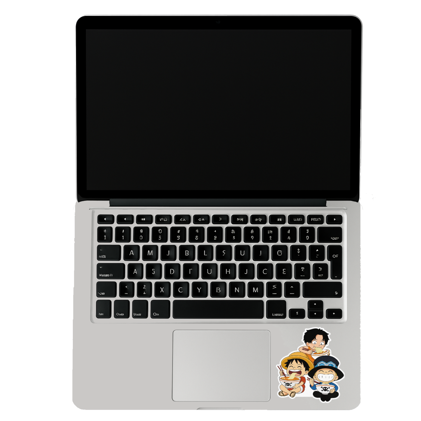 Smeeps One Piece Brothers Eating Ramen Sticker – 10.16 x 11.43 cm Car & Bike Vinyl Decal | Luffy, Ace & Sabo Chibi Design | Waterproof & UV Resistant