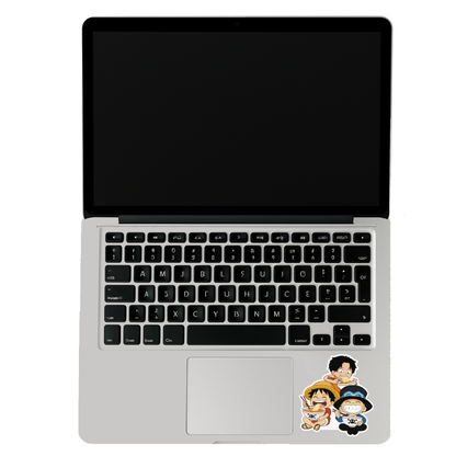 Smeeps One Piece Brothers Eating Ramen Sticker – 10.16 x 11.43 cm Car & Bike Vinyl Decal | Luffy, Ace & Sabo Chibi Design | Waterproof & UV Resistant