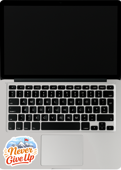 Smeeps Never Give Up Sticker – 10.16 × 8.89 cm (4 × 3.5 Inch) Motivational Quote Vinyl Sticker | Waterproof UV Resistant Wash Proof Durable