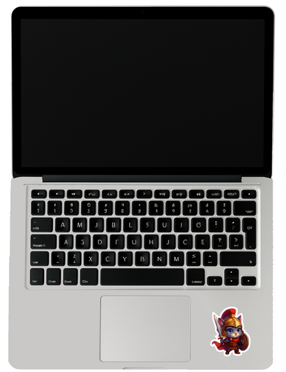 Smeeps Warrior Cat Sticker – 10.16 x 8.13 cm Cute Knight Cat Vinyl Decal | Car, Bike, Laptop Sticker | Waterproof & UV Resistant