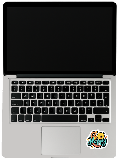 Smeeps “Be Happy” Sticker – 8.89 x 7.88 cm Motivational Car & Bike Vinyl Decal | Cute Smiley Design | Waterproof & UV-Resistant Positive Quote Sticker