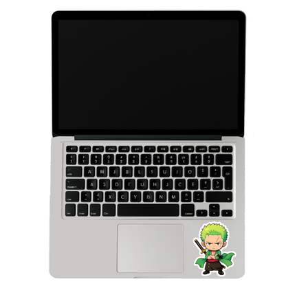 Smeeps Zoro Chibi Sticker – 10.16 x 7.88 cm Samurai Anime Vinyl Decal | Waterproof & UV-Resistant | Car, Bike, Laptop Sticker