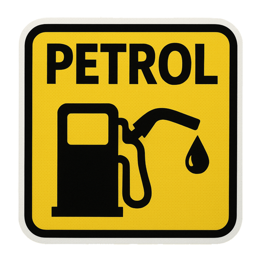 Yellow Petrol Fuel Pump Sticker – 13 x 13 cm | Bold High-Visibility Design | Waterproof Vinyl for Cars