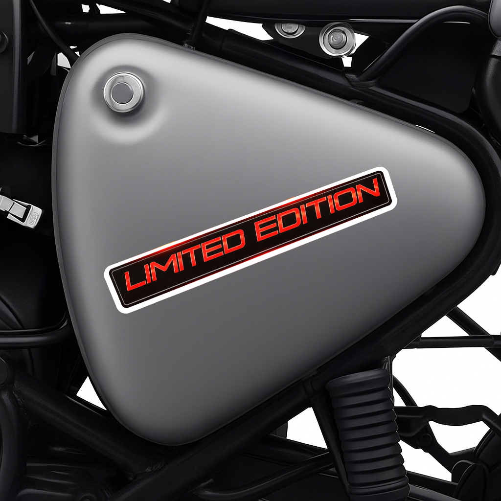Smeeps Limited Edition Sticker – 12.7 × 6.35 cm (5 × 2.5 Inch) Premium Vinyl Decal | Sporty Red Typography Bike Design | Waterproof UV Resistant Wash Proof | Pack of 1