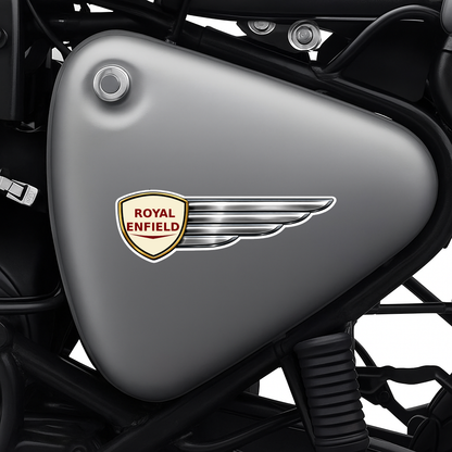 Smeeps Royal Enfield Wing Sticker – 12.7 × 4.07 cm (5 × 1.6 Inch) Waterproof Vinyl Bike Tank Decal | Classic Motorcycle Emblem Sticker | UV Resistant Washproof Royal Bike Graphic | Pack of 1