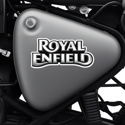 Smeeps Royal Enfield Sticker – 12.7 × 6.1 cm (5 × 2.4 Inch) Premium Vinyl Decal | Metallic Classic Bike Logo Design | Waterproof UV Resistant Wash Proof | Pack of 1