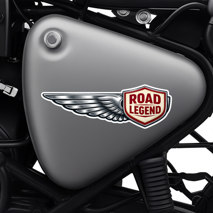 Smeeps Road Legend Wing Sticker – 12.7 × 4.32 cm (5 × 1.7 Inch) Waterproof Vinyl Bike Tank Decal | Retro Motorcycle Emblem Sticker | UV Resistant Washproof Bike Graphic | Pack of 1