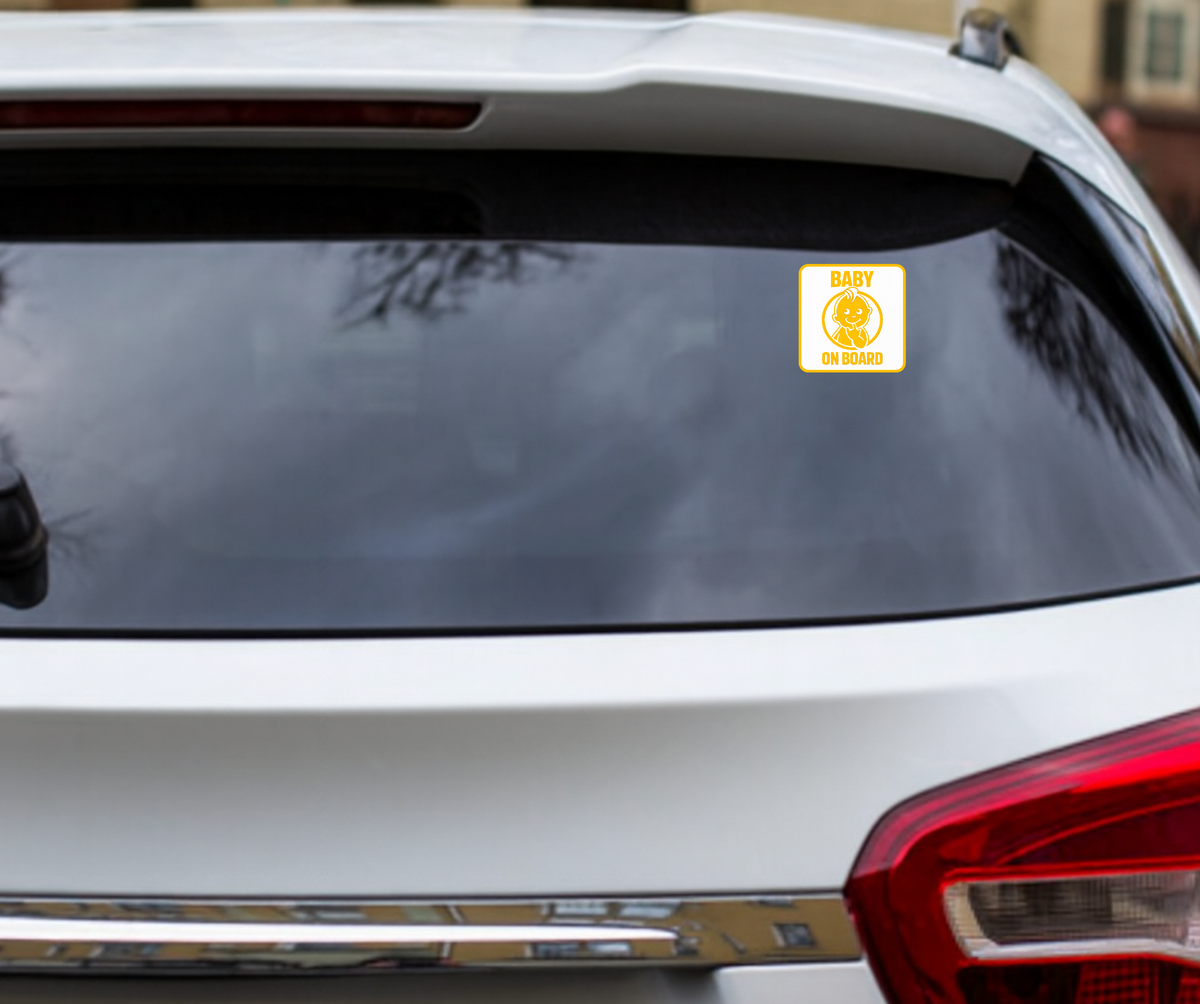 Smeeps Baby On Board Vinyl Sticker – 14 × 14 cm (5.5 × 5.5 Inch) Waterproof Car Glass Sticker | Cute Baby Safety Decal | UV Resistant Wash Proof | Pack of 1