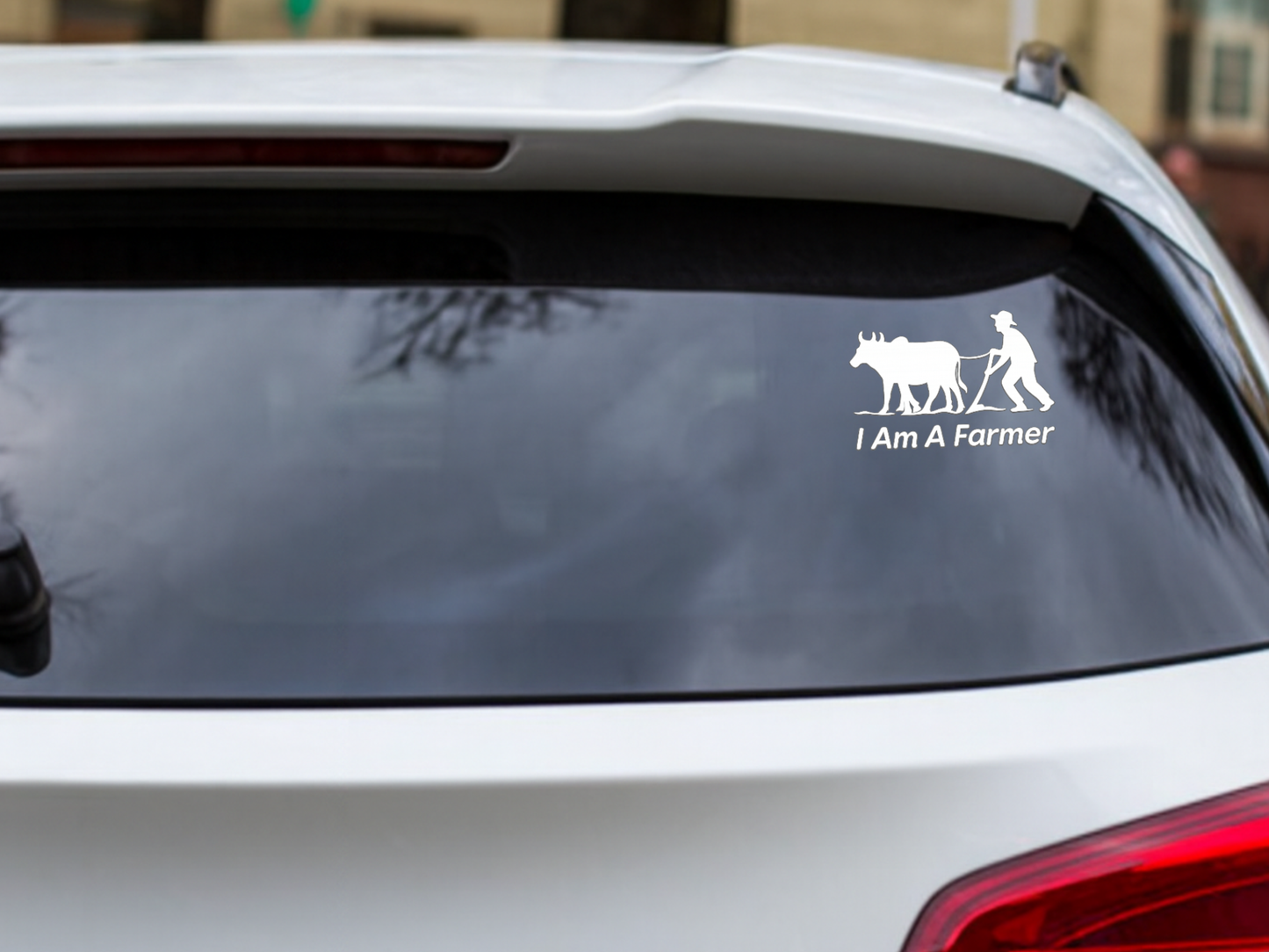 Smeeps I Am A Farmer Sticker – 7.62 x 11.43 cm Car & Bike Vinyl Decal | Farmer & Bull Silhouette Design | Waterproof & Durable