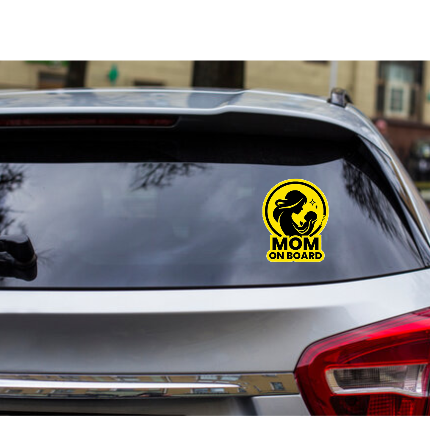 Pack of 2 | Smeeps Mom On Board Safety Sticker – 15.24 cm Car Window Sign for Mothers | High-Visibility Yellow Vinyl Decal
