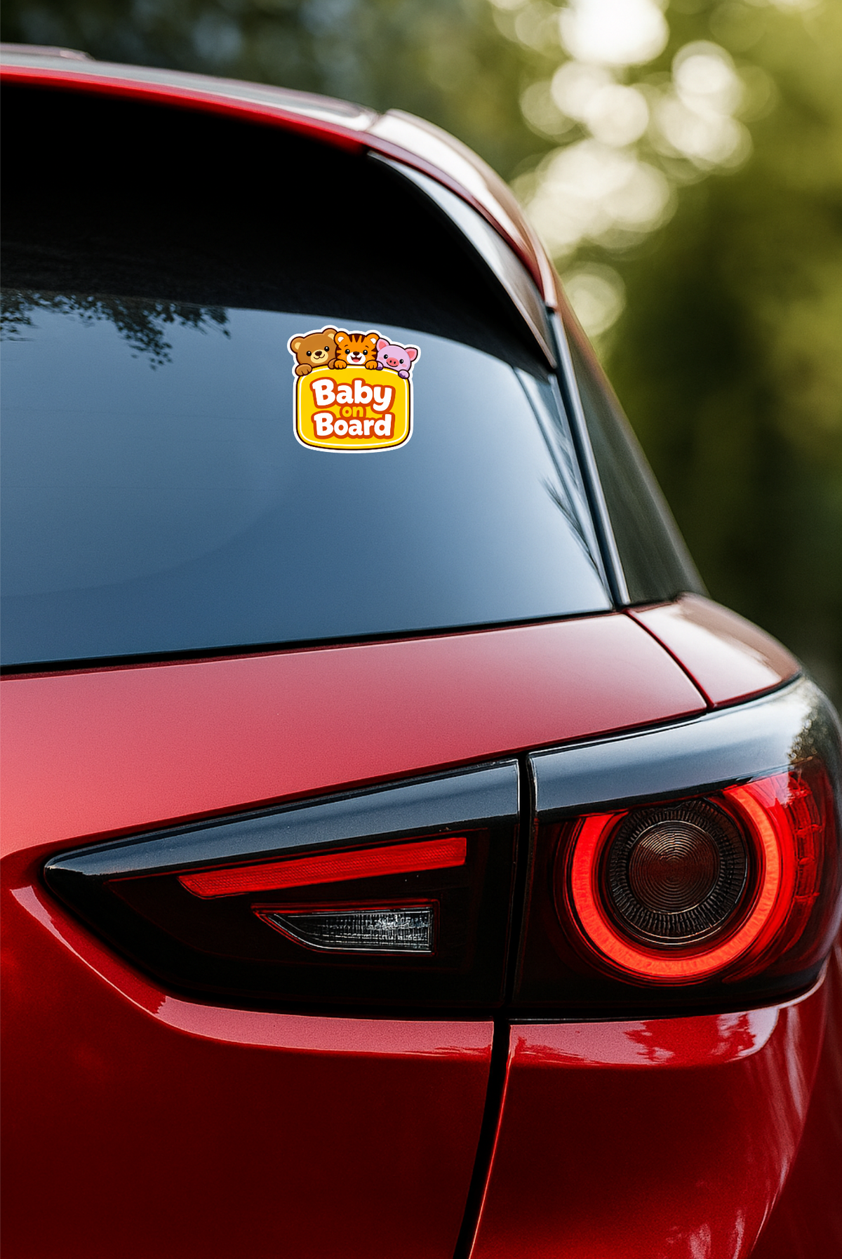 Smeeps Baby On Board Car Sticker – 13.21 × 12.7 cm (5.2 × 5 Inch) Waterproof Vinyl Safety Sticker for Cars | Cute Animal Baby Warning Decal | UV Resistant | Pack of 1
