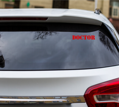Smeeps DOCTOR Text Sticker – 16.3 x 3 cm Red Vinyl Decal | Professional Label for Car and Bike , Doors & Equipment | Wash-Proof & Durable