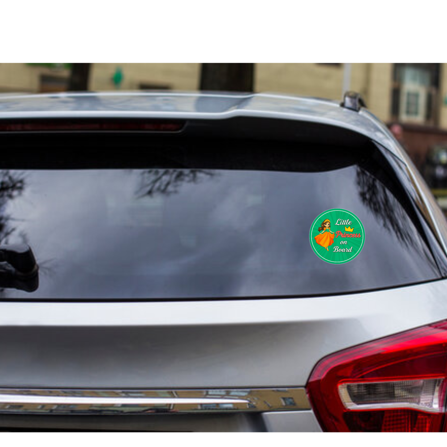 Smeeps Little Princess On Board Sticker – 15.24 cm Round | Cute Cartoon Princess with Crown & Dress | Green Car Safety Sign for Kids