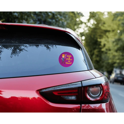 Smeeps Little Prince On Board Sticker – 15.24 cm Round | Cute Cartoon Prince with Sword & Crown | Purple Polka Dot Safety Sign for Cars