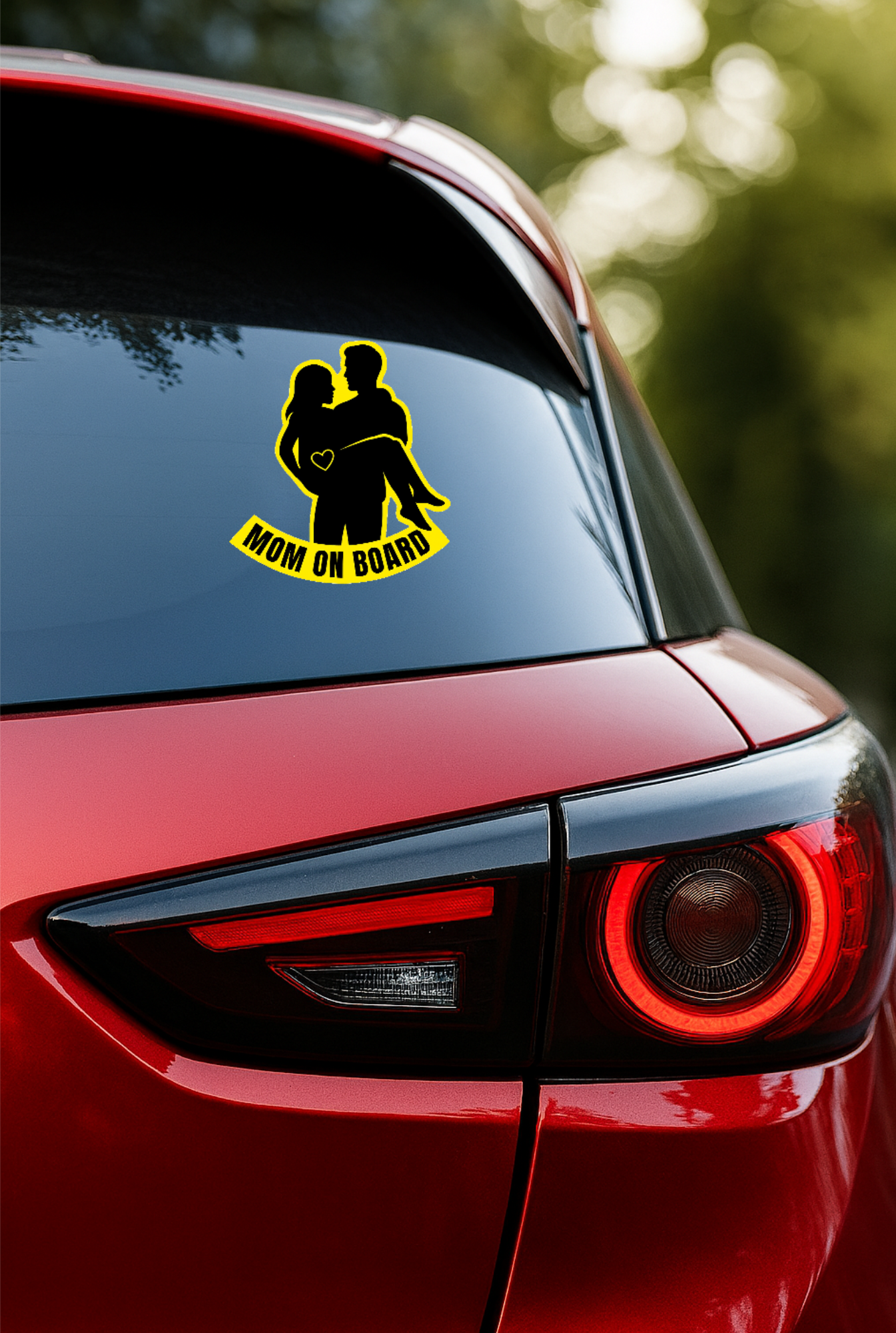 Smeeps Mom On Board Couple Sticker – 14.8 x 14 cm Car & Bike Vinyl Decal | Safety Alert Sign | Waterproof & UV-Resistant Design