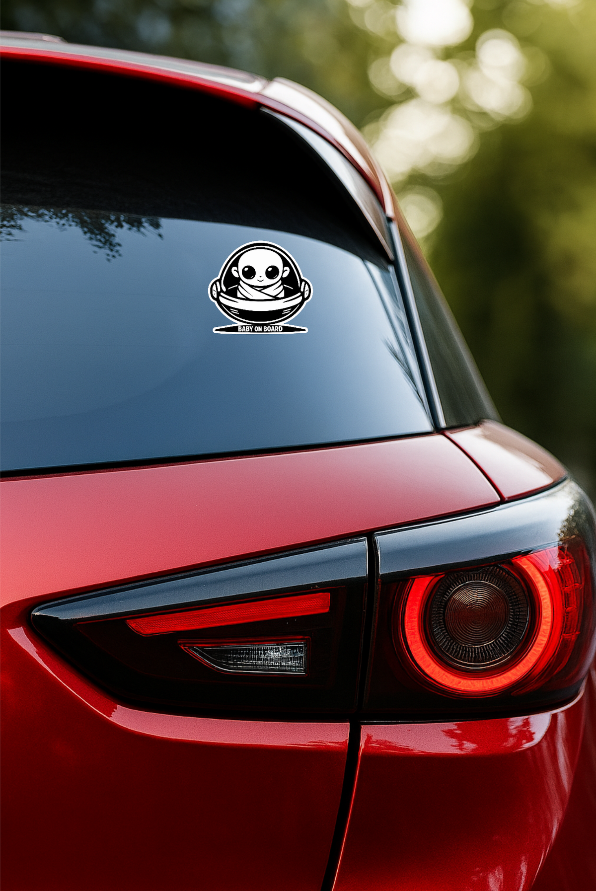 Smeeps Baby On Board Car Sticker – 13.97 × 13.97 cm (5.5 × 5.5 Inch) Waterproof Vinyl Safety Sticker for Cars | Cute Black & White Baby Warning Decal | UV Resistant | Pack of 1