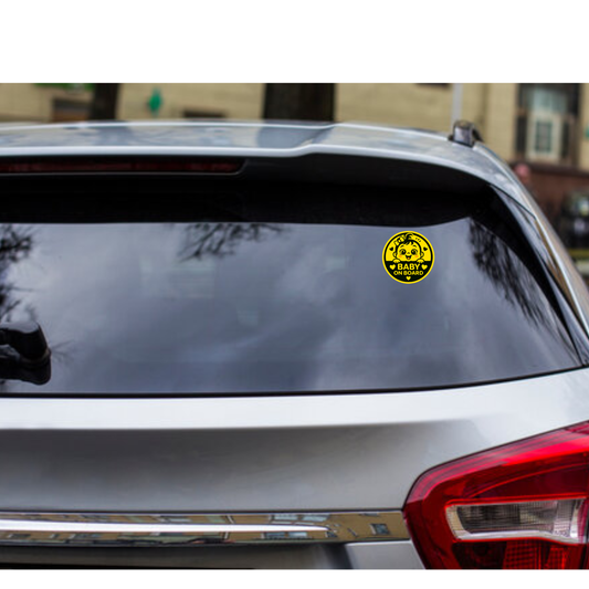 Smeeps Baby Girl On Board Sticker – 14 x 14 cm Cute Round Yellow Car Safety Decal | Heart Theme | Waterproof & UV-Resistant Vinyl