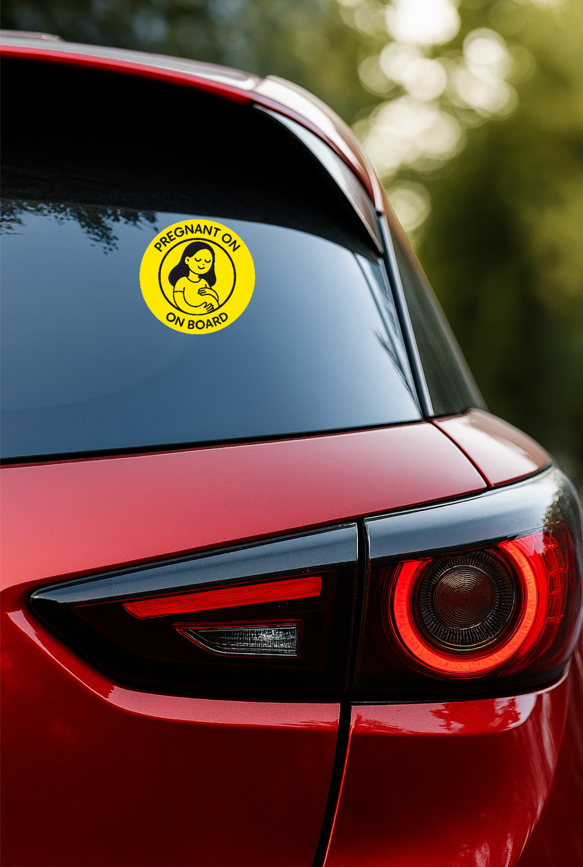 Smeeps Pregnant On Board Sticker – 14 x 14 cm Car & Bike Safety Vinyl Decal | High-Visibility Yellow Round Design | Waterproof & Durable