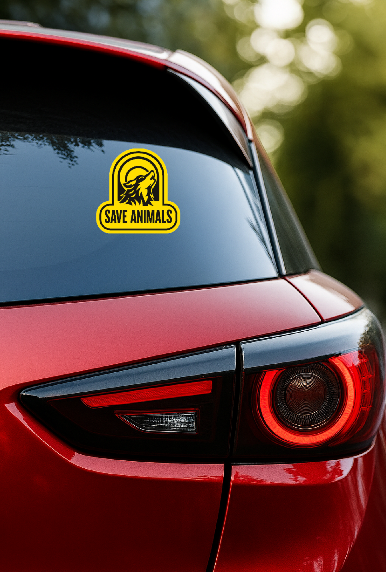Smeeps Save Animals Sticker – 9 x 7.62 cm Wolf Howling Design | Wildlife Protection Vinyl Decal | Waterproof & Durable Car, Bike & Laptop Sticker