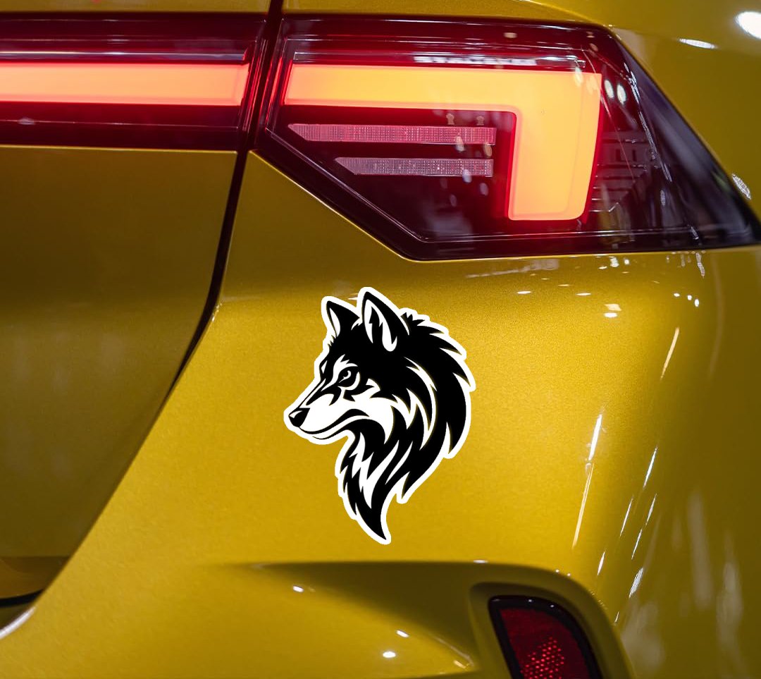 Smeeps Tribal Wolf Head Car Sticker – Sharp Look Design – 12.5 x 17 cm | Waterproof, UV-Proof Vinyl for Cars