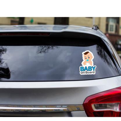 Smeeps Baby on Board Car Sticker, 14 x 9.57 cm Die-Cut Vinyl Decal – Crawling Baby with Pacifier Design, Waterproof & High Visibility for Safety Awareness