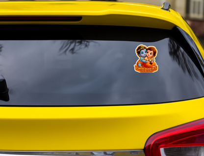 Smeeps Twin Babies On Board Sticker – Cute Krishna Theme Car & Bike Safety Vinyl Decal | 10.16 x 11.43 cm | Waterproof & UV Resistant