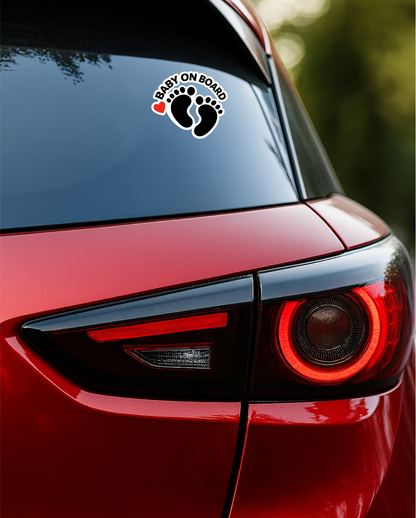 Smeeps Baby On Board Footprint Vinyl Sticker – 15.24 × 13.47 cm (6 × 5.3 Inch) Waterproof Car Decal | Cute Baby Safety Sticker | UV Resistant Wash Proof | Pack of 1