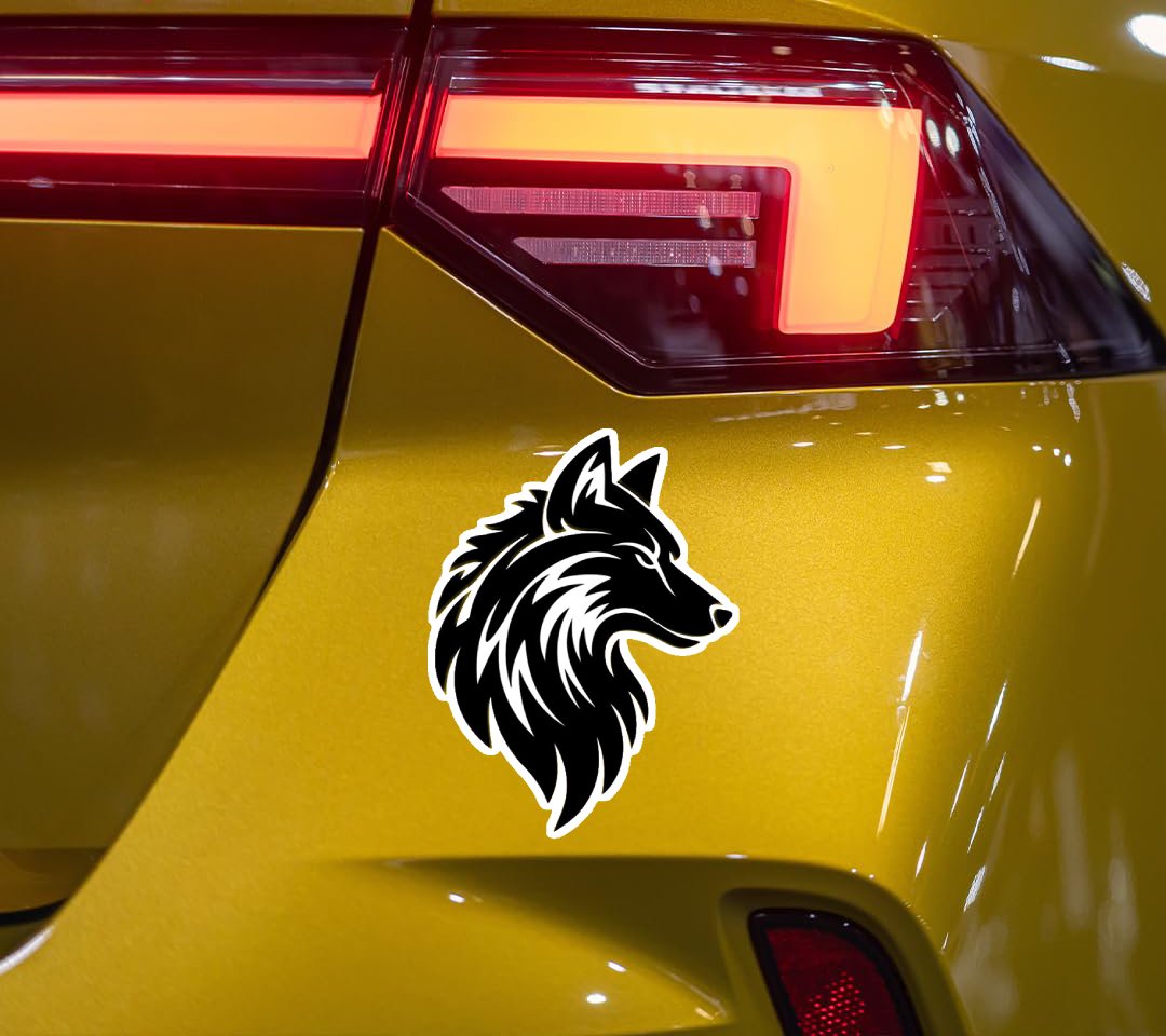 Smeeps Wolf Head Car Sticker – Bold Tribal Design – 13 x 17 cm | Waterproof & Fade-Resistant Vinyl for Cars
