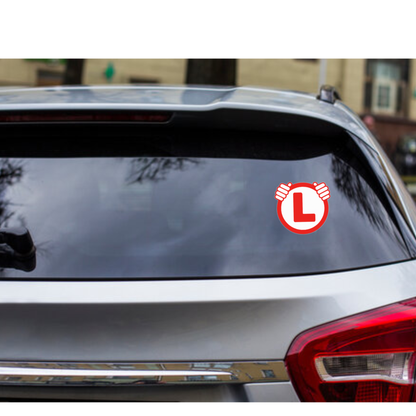 Smeeps “Holding Hands” Learner Driver L Plates (15.24 cm) – Funny & Reflective Safety Sticker for Cars, Bikes & Scooters | Waterproof & Removable Vinyl