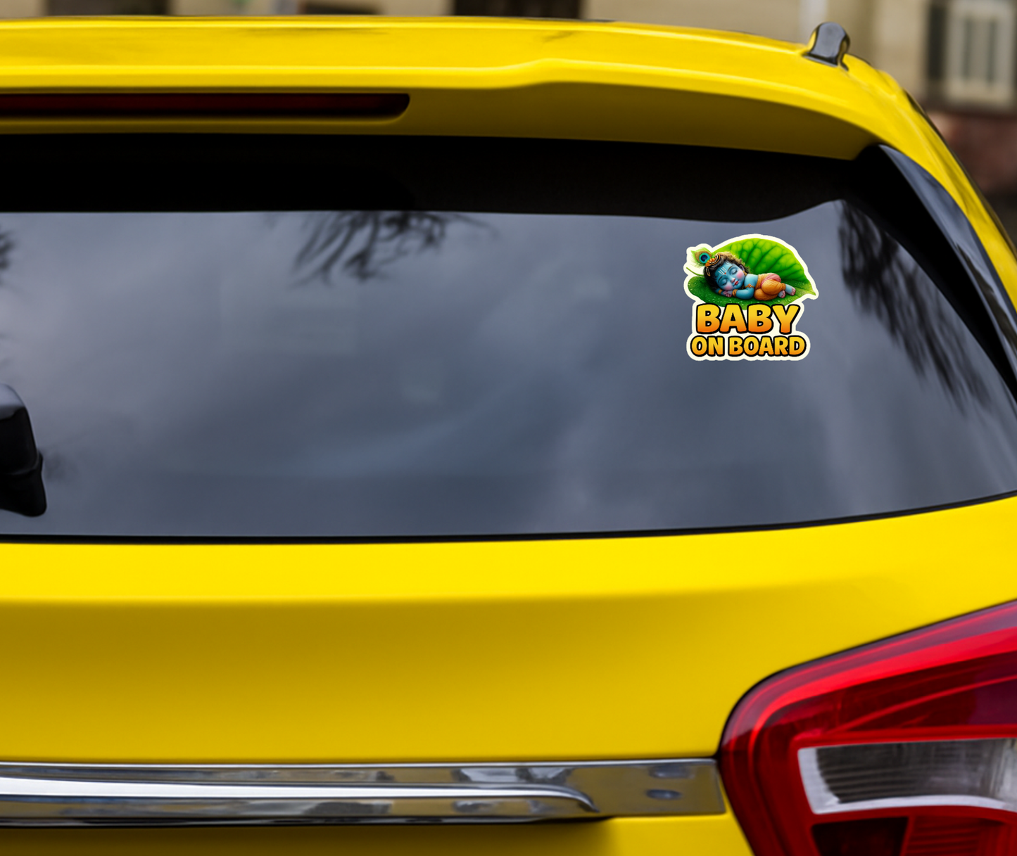 Smeeps Baby Krishna Baby On Board Sticker – Divine Sleeping Krishna Car & Bike Safety Decal | 11.43 x 10.67 cm Premium Vinyl | Waterproof & UV Resistant