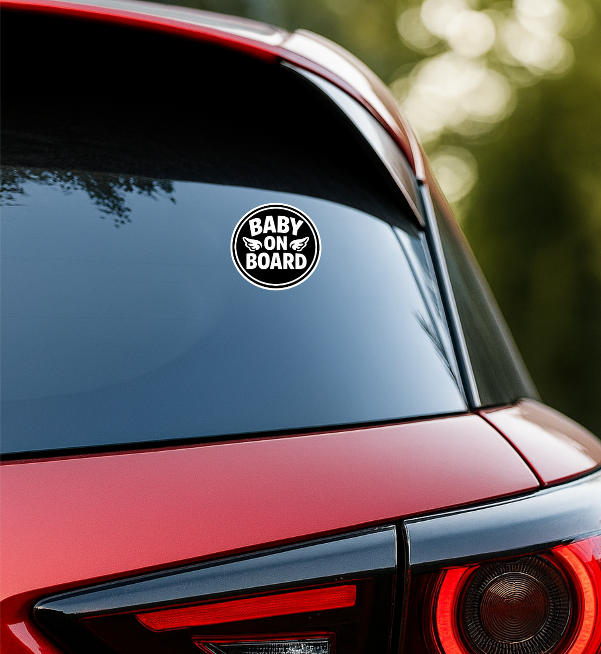 Smeeps Baby On Board Car Sticker – 15.24 × 15.24 cm (6 × 6 Inch) Waterproof Vinyl Safety Sticker for Cars | Black & White Round Baby Warning Decal | UV Resistant | Pack of