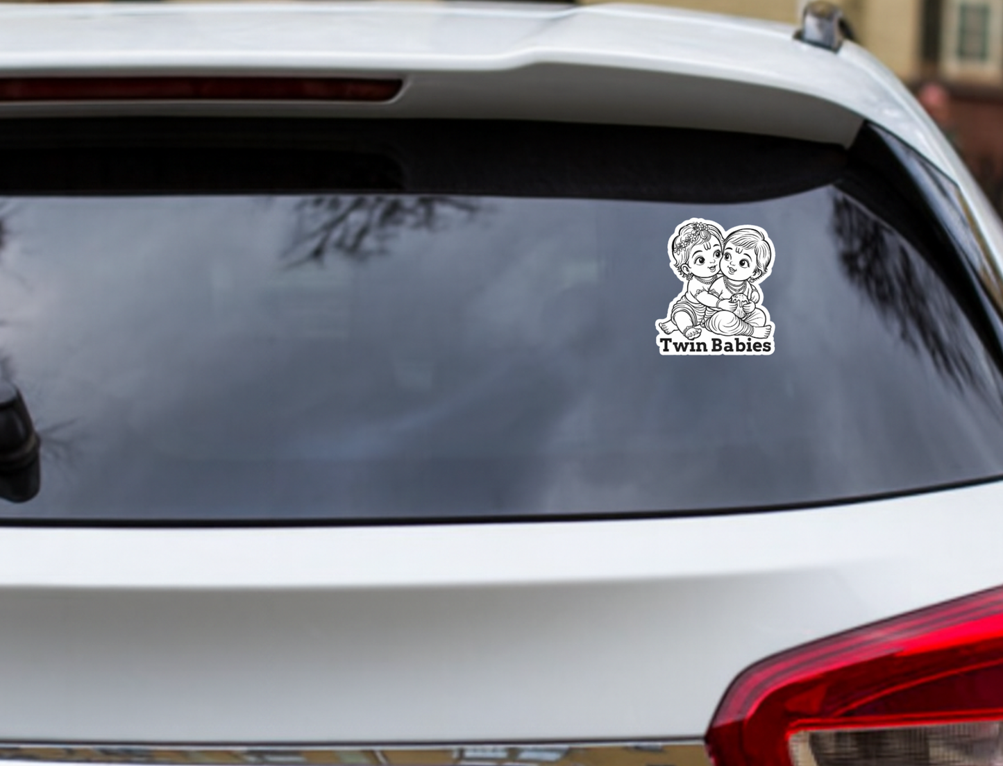 Smeeps Twin Babies Sticker – Cute Krishna Twin Baby On Board Car Sticker | 10.16 x 11.43 cm Premium Vinyl | Wash-Proof & Durable