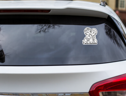 Smeeps Twin Babies Sticker – Cute Krishna Twin Baby On Board Car Sticker | 10.16 x 11.43 cm Premium Vinyl | Wash-Proof & Durable