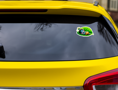 Smeeps Baby Krishna Leaf Sticker – Cute Sleeping Krishna Car & Bike Vinyl Decal | 10.16 x 5.89 cm Premium Waterproof Sticker