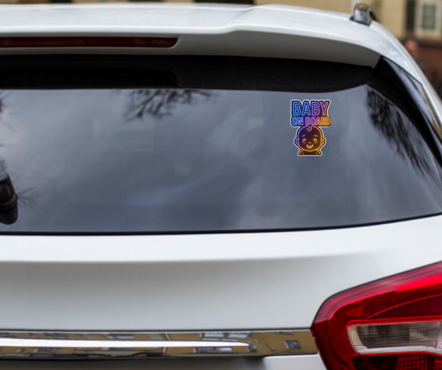 Smeeps Baby On Board Car Sticker – 11.43 x 8.39 cm Neon Glow Baby Safety Decal | Waterproof, UV-Resistant & Durable Vinyl for Cars
