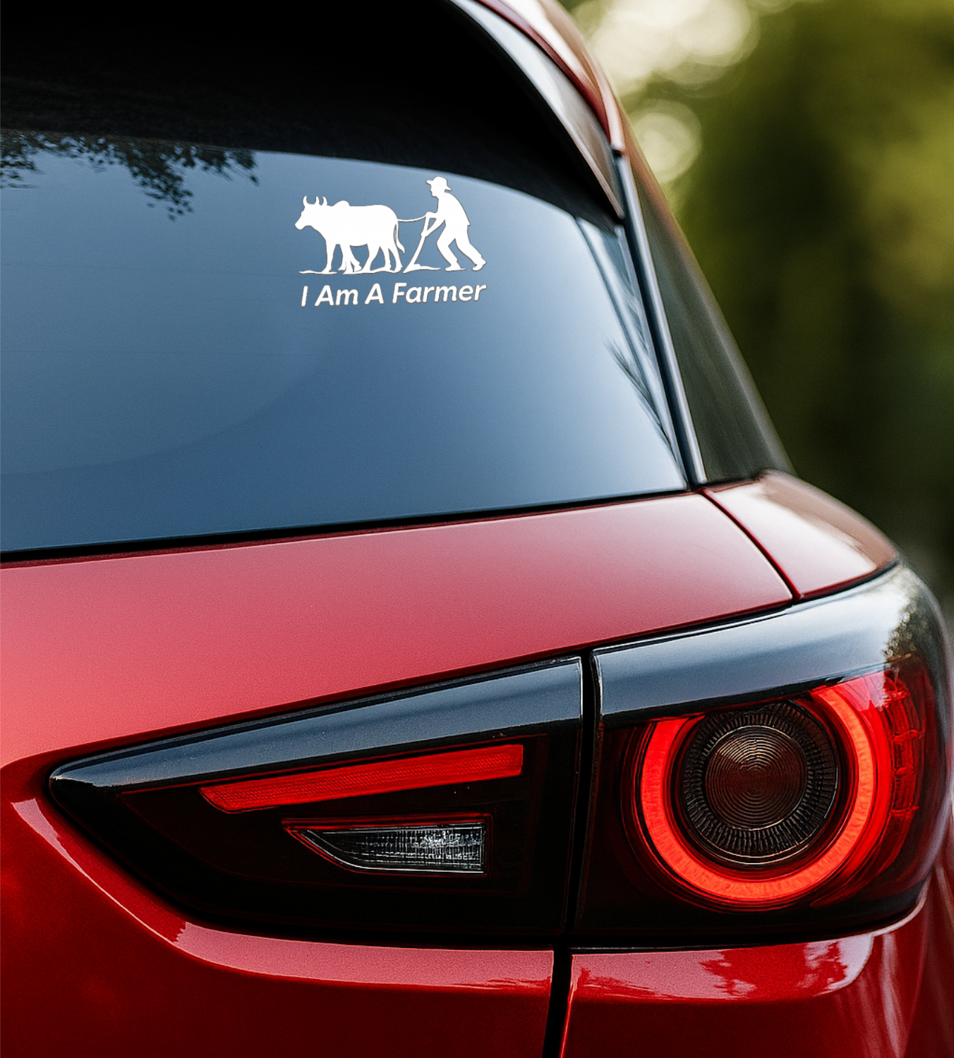 Smeeps I Am A Farmer Sticker – 7.62 x 11.43 cm Car & Bike Vinyl Decal | Farmer & Bull Silhouette Design | Waterproof & Durable