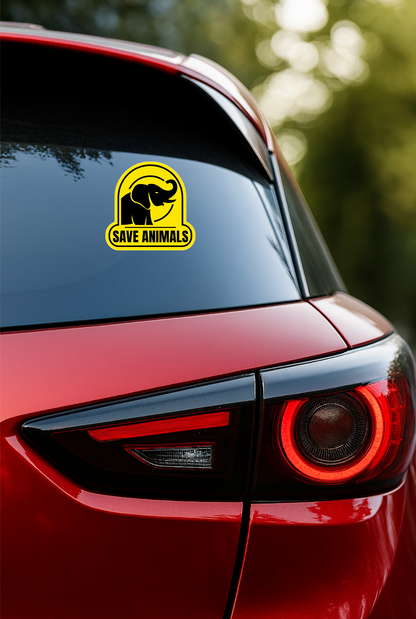 Smeeps Save Animals Elephant Sticker – 7.62 x 9 cm Wildlife Awareness Vinyl Decal | Car, Bike & Laptop Sticker | Waterproof & Durable