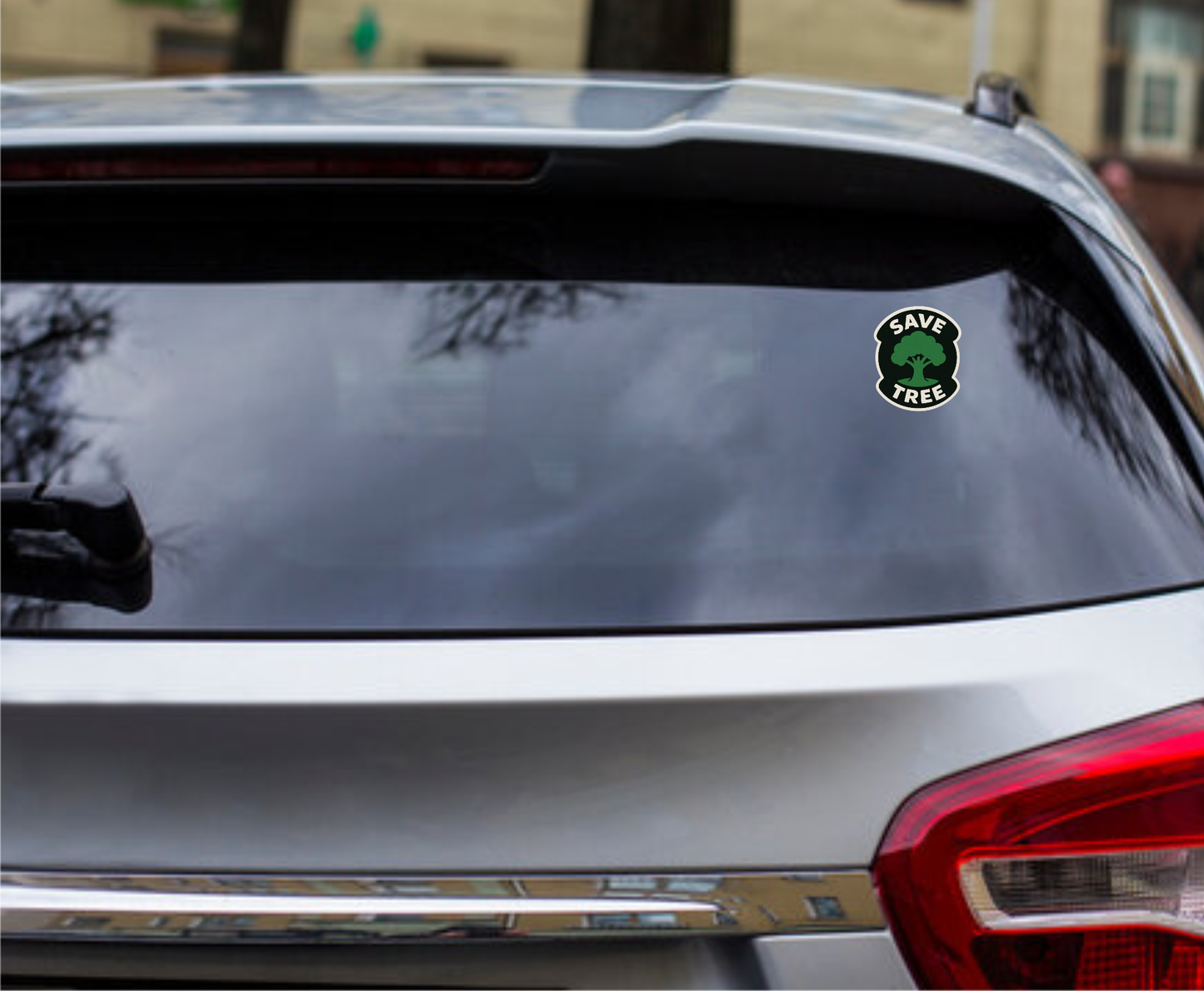 Smeeps Save Tree Custom Shape Sticker | 16.6 x 14 cm | Eco Message Vinyl Decal for Car