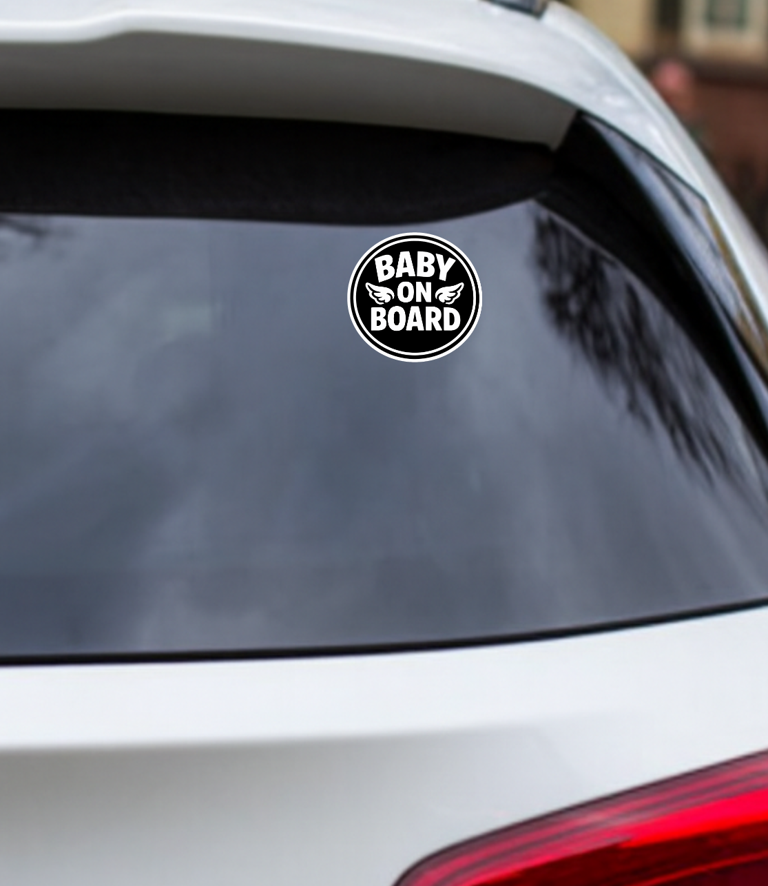 Smeeps Baby On Board Car Sticker – 15.24 × 15.24 cm (6 × 6 Inch) Waterproof Vinyl Safety Sticker for Cars | Black & White Round Baby Warning Decal | UV Resistant | Pack of