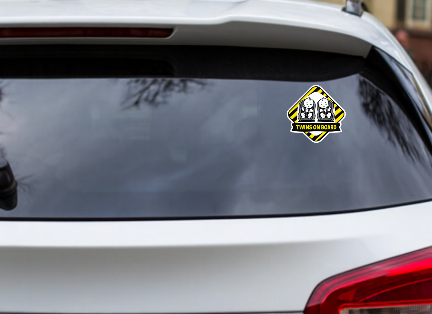 Smeeps Twins on Board Car Sticker – 14.23 × 14.23 cm (5.6 × 5.6 Inch) Baby Safety Warning Vinyl Decal for Car | Waterproof UV Resistant Twin Baby Sticker