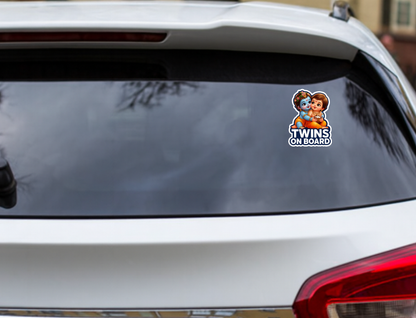 Smeeps Twins On Board Sticker – Cute Krishna-Themed Twin Baby Car Sticker | 8.89 x 11.43 cm Premium Vinyl | Waterproof & UV Resistant Decal
