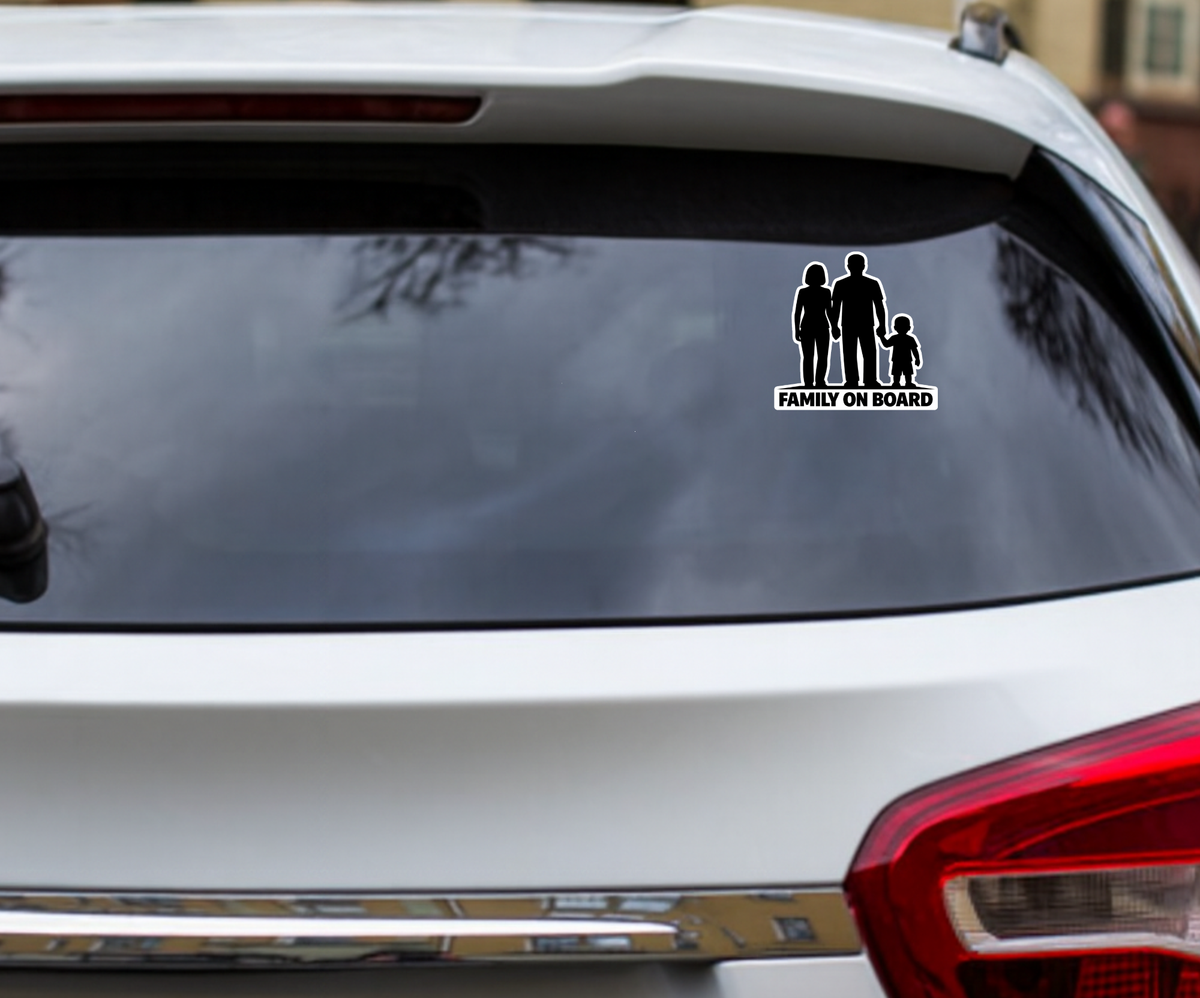 Smeeps Family On Board Vinyl Sticker – 15.24 × 10.16 cm (6 × 4 Inch) Waterproof Car Sticker for Family Cars, SUVs & Rear Windshield | UV Resistant | Wash Proof | Pack of 1