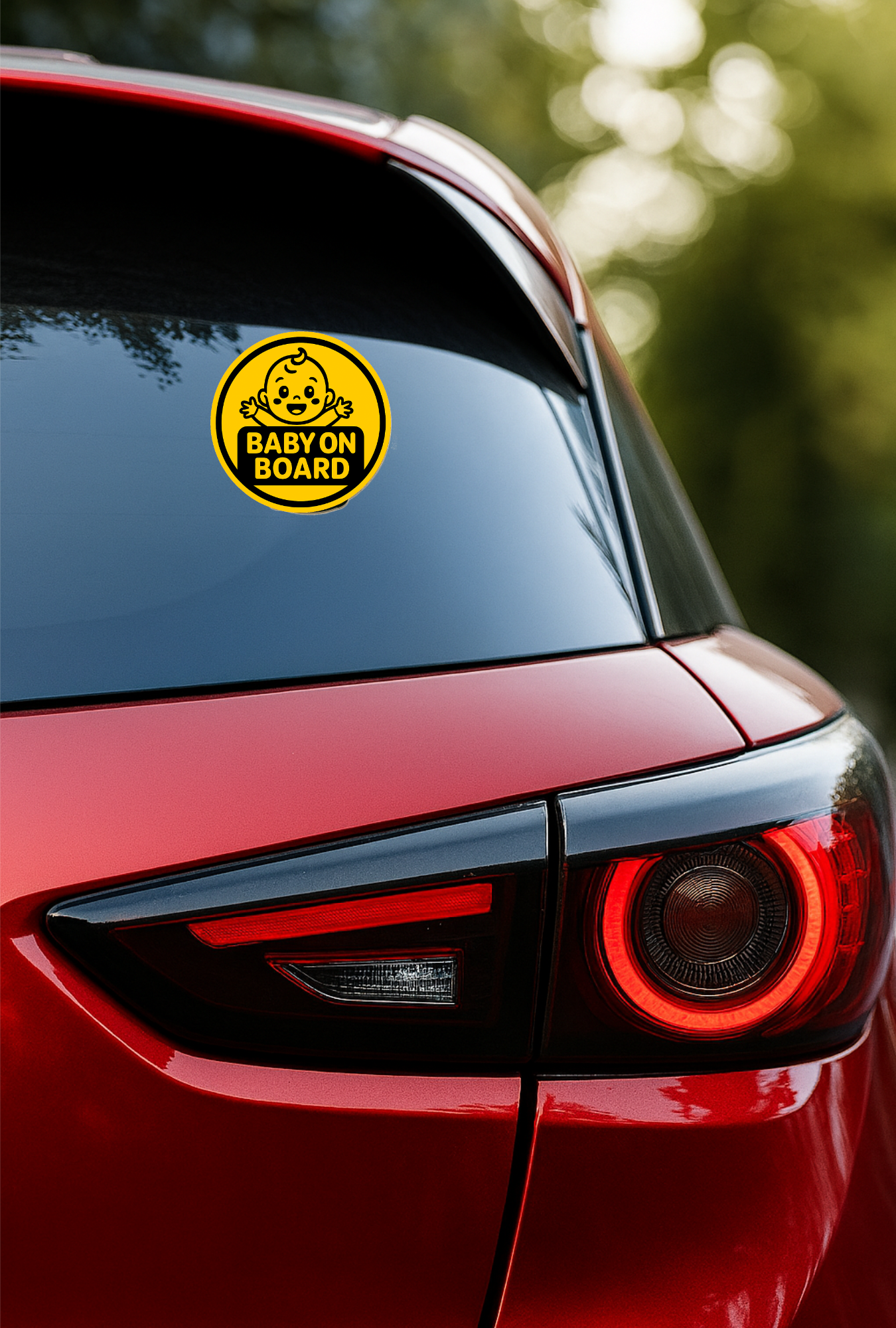 Smeeps Baby On Board Sticker – 14 x 14 cm Round Safety Car Decal | Bright Yellow Warning Sign | Waterproof & UV-Resistant Vinyl