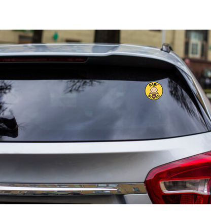 Smeeps Baby On Board Sticker – 13.97 x 13.97 cm Round | Cute Peeking Baby Design in Yellow | Waterproof Vinyl Car Safety Sign