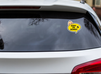Smeeps Baby on Board Car Sticker – 14 × 13.71 cm (5.5 × 5.4 Inch) Cute Baby Safety Speech Bubble Vinyl Decal for Car | Waterproof UV Resistant Baby Sticker
