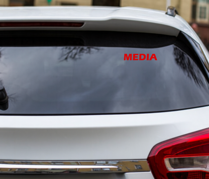 Smeeps MEDIA Sticker for Car Rear Glass – 15.71 x 3 cm Bold Red Text Decal | Press & Photography Access Identifier | Waterproof Vinyl