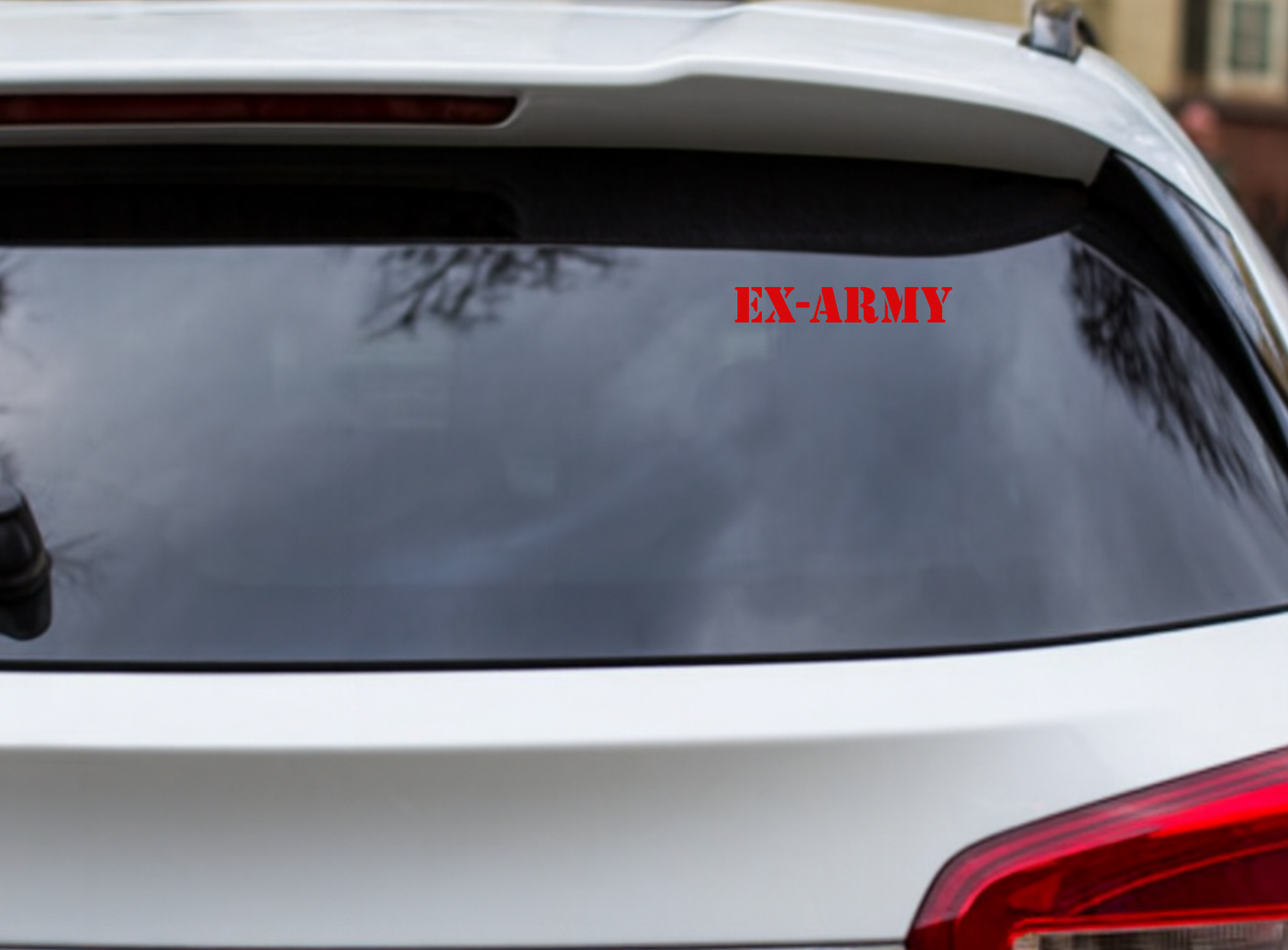 Smeeps EX-ARMY Sticker – 18.27 cm Car Rear Glass Vinyl Decal | Bold Red Military Veteran Badge | Waterproof & UV-Resistant