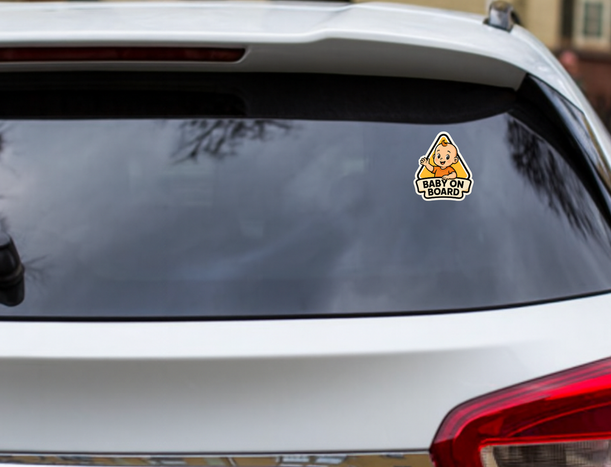 Smeeps Baby On Board Car Sticker – Cute Cartoon Baby Safety Sign | 10.16 x 11.43 cm Premium Vinyl Decal | Waterproof & Durable
